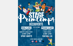 STAGE JEUNES - VACANCES d'AVRIL